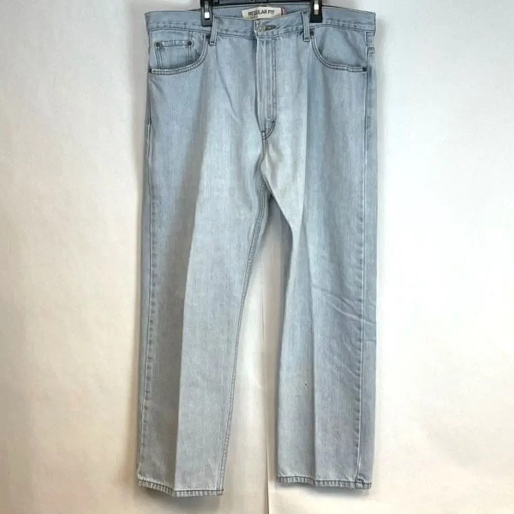 Levi's 505 Jeans Men's W40 L30 Blue Denim Regular Fit Straight Leg Light Wash